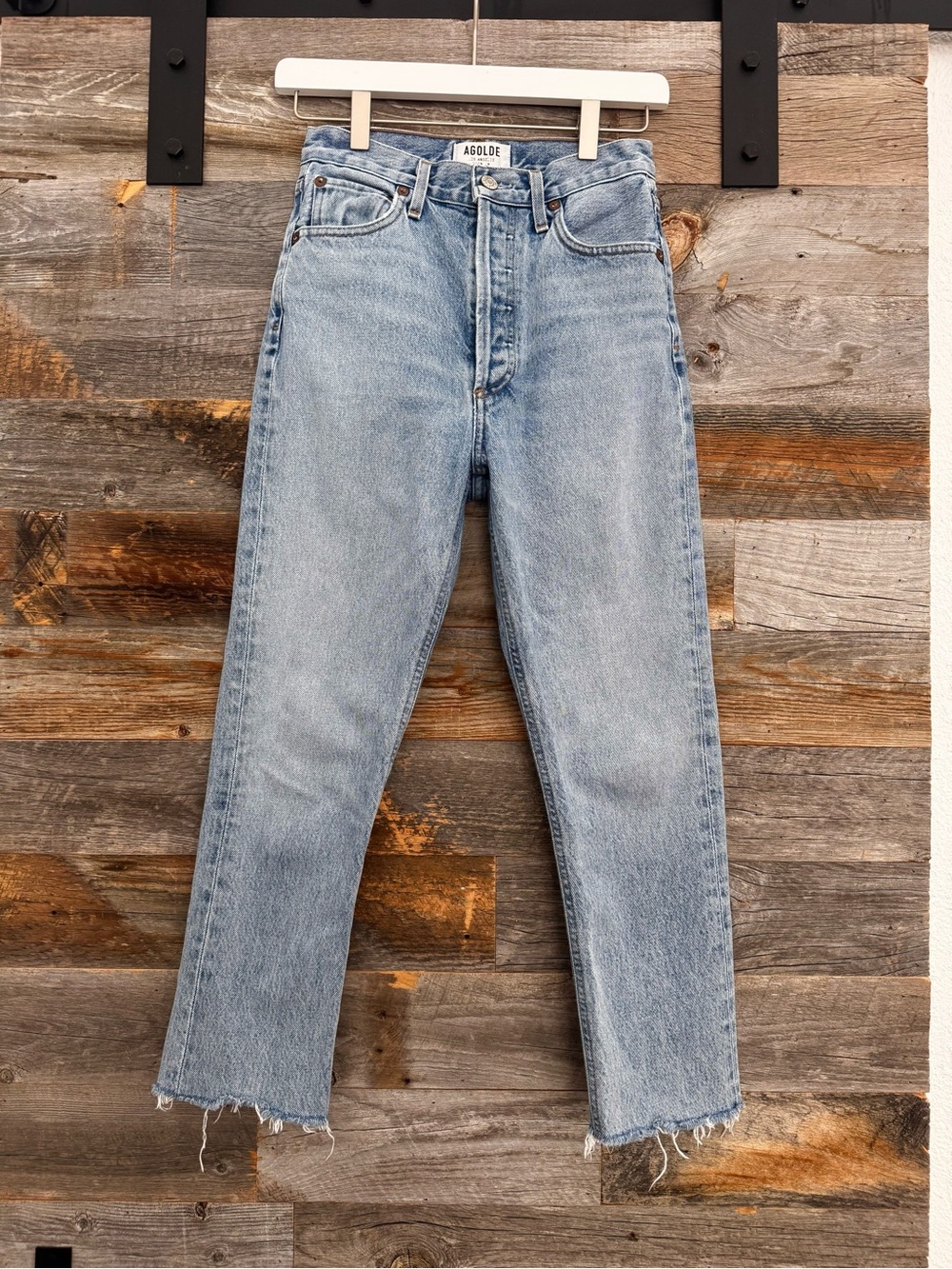 Agolde Riley High Rise Straight Crop Jeans in Renewal Wash
